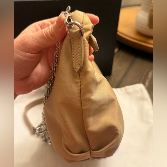 Prada Beige Shoulder Bag with Silver Chain, New - Picture 10 of 17